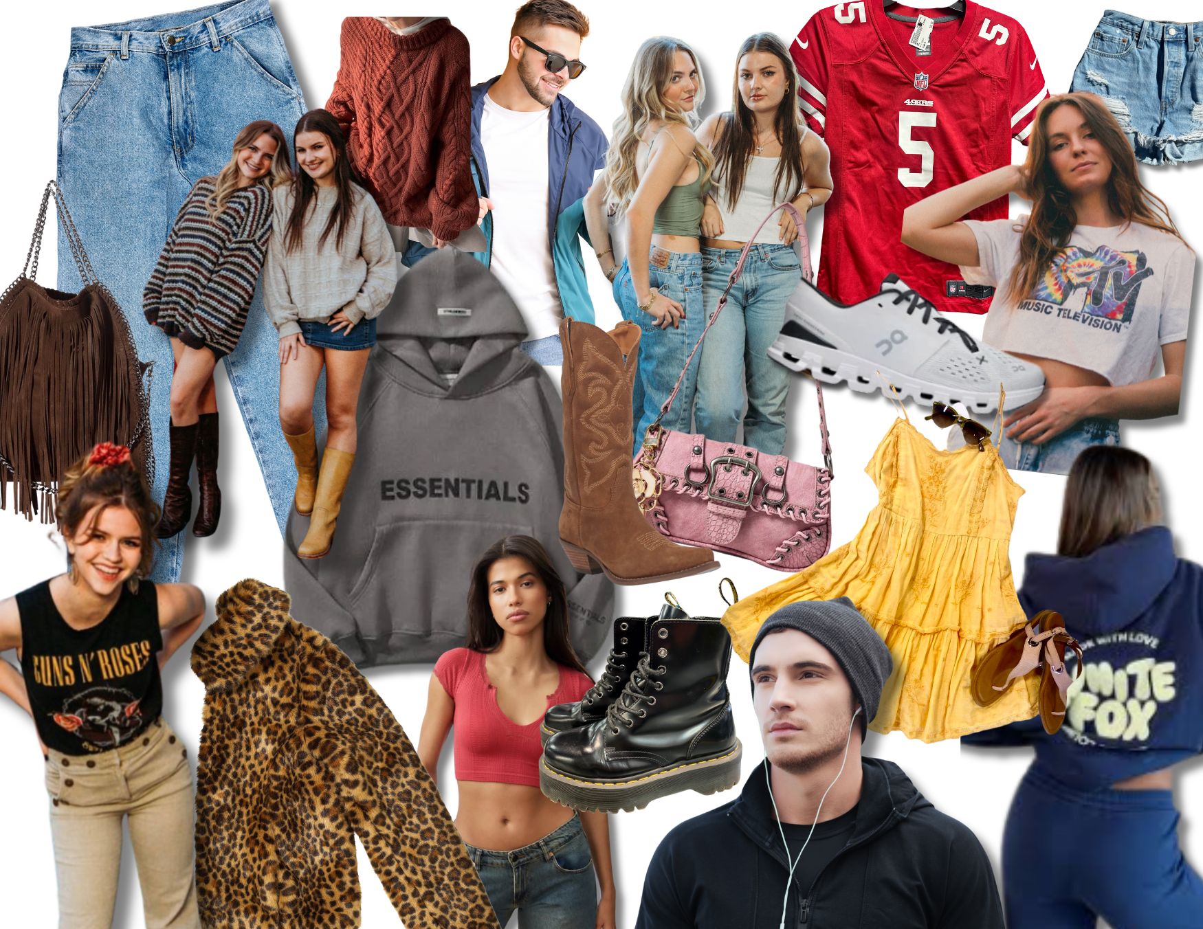 young women and men in trendy, casual clothes